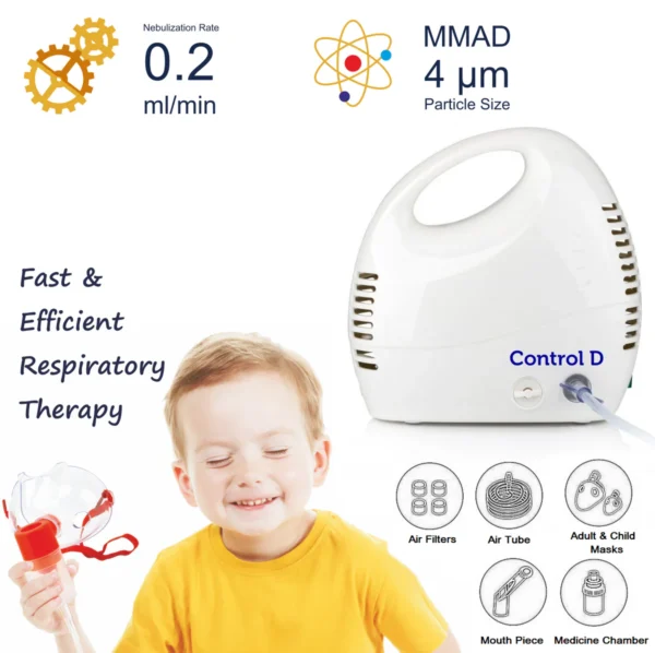Control D Pro Max Respiratory Machine Kit For Baby Kids Adults Nebulizer  (White) - Image 3