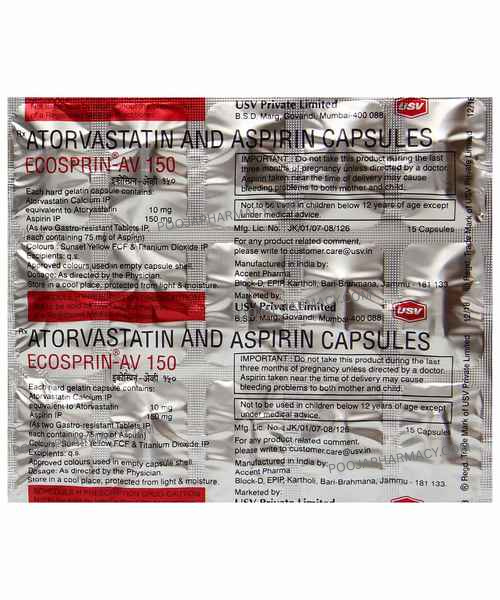 ECOSPRIN AV 150MG TABLET PACK OF-2 STRIP - Image 2