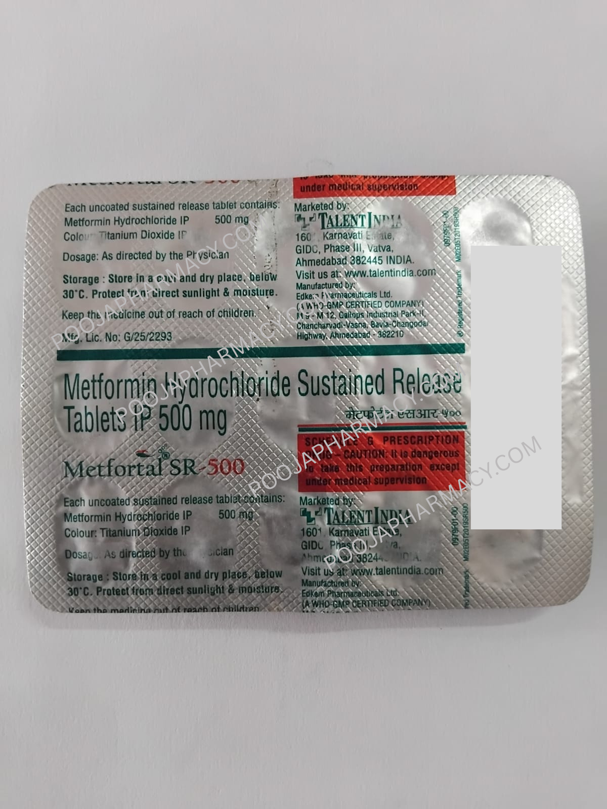 METFORTAL SR 500MG TABLET PACK OF-4 STRIP - Image 3
