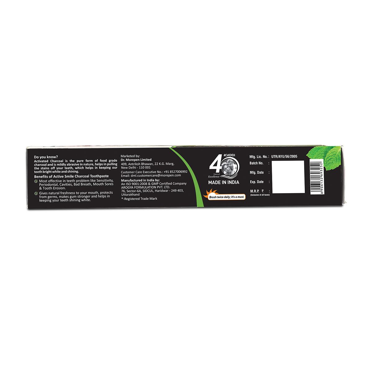 DR. MOREPEN ACTIVE SMILE CHARCOAL TOOTHPASTE - Image 2